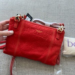 BOTKIER Salmon Leather Zip Crossbody LOGAN Organizer Wristlet Bag - Brand New